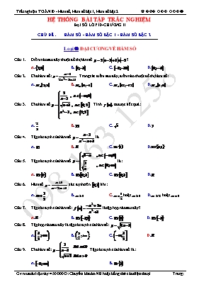 Hệ thống bài tập trắc nghiệm Chương II môn Đại số Lớp 10